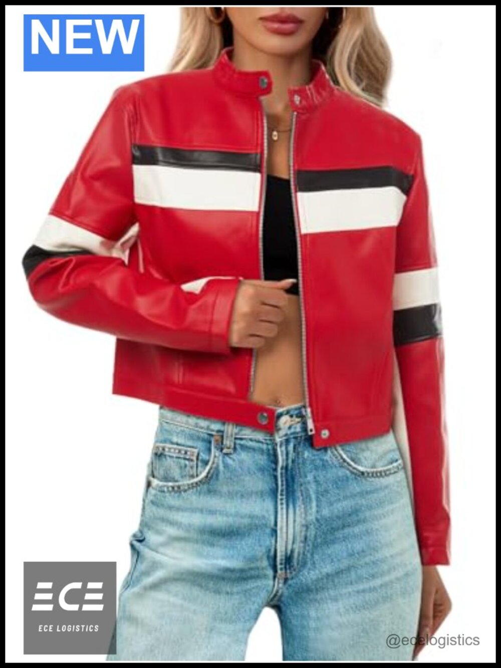 Faux Leather Cropped Moto Biker Bomber Jacket